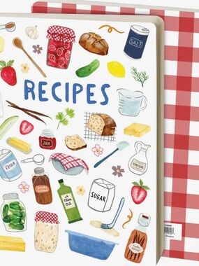 Recipes Recipe Book - White with Food Illustration Cover